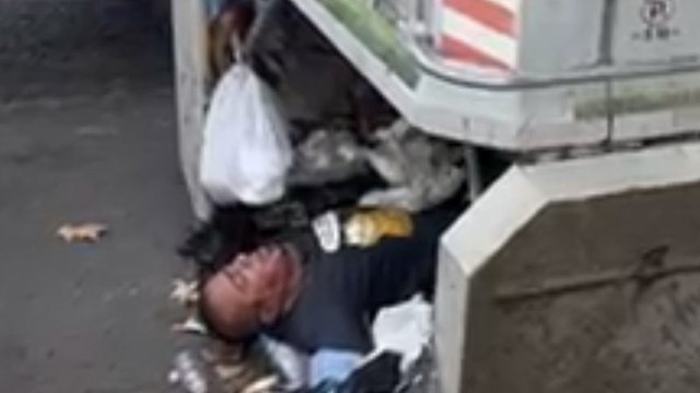 Kadıköy'de iki gün kaldığı çöp konteynerinden vinçle çıkarıldı