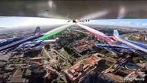 Il centro storico di Roma visto dalle Frecce Tricolori in volo