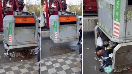Kadıköy'de iki gün kaldığı çöp konteynerinden vinçle çıkarıldı