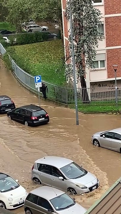 Pedestrian Stays Dry During a Flood