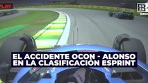 Las imágenes del accidente: Ocon pierde la tracción y arrolla a Alonso