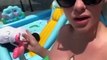Bárbara Evans choca internautas com filmagem de babá enchendo piscina inflável com a boca; veja vídeo