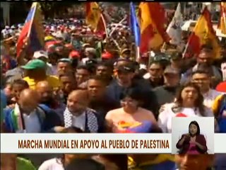 Vicepresidenta Delcy Rodríguez se incorpora a la movilización en respaldo al pueblo Palestino