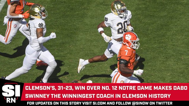 Dabo Swinney Becomes Clemson’s Winningest Coach As No. 12 Notre Dame Falls to Clemson
