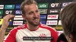 Kane reacts to breaking a Bundesliga scoring record