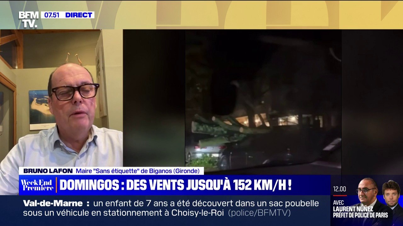 Bruno Lafon, maire de Biganos (Gironde): "La nuit a été courte, les rafales étaient très fortes" jusqu'à 152 km/h