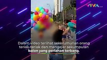 VIDEO Bocah Kecil Terbang Menjulang di Udara Terbawa Balon