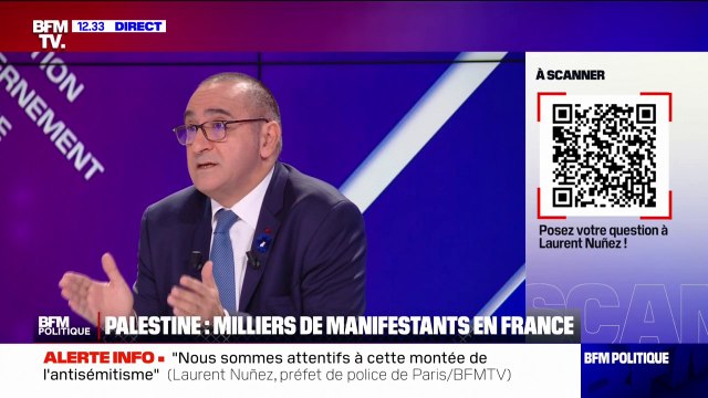 Laurent Nuñez sur les manifestations pro-Palestine: Je fais du cas par cas