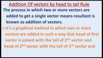 Addition of Vectors by head to tail rule_graphical method for vector addition_Physics class 11 lecture