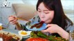 ASMR MUKBANG | Black bean noodles, Red pepper Kimchi, Kilbasa Sausage, Fired & Seasoned Chicken