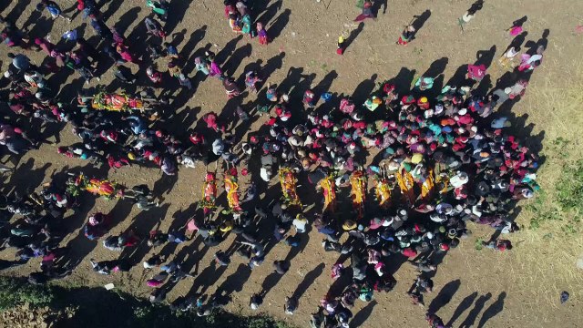 Aerial images of cremation rite for Nepal quake victims