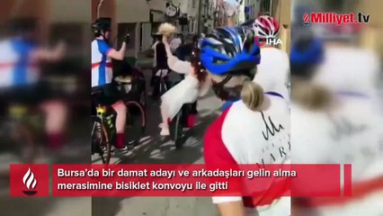 Gelin alma merasimine bisiklet konvoyu ile gitti