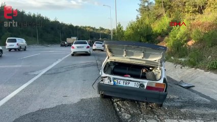 Hafriyat kamyonu otomobile çarptı: 2 yaralı