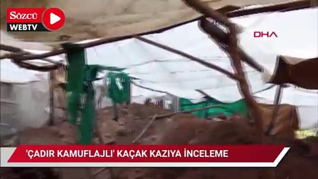 Antik kent yakınında 'çadır kamuflajlı' kaçak kazıya inceleme