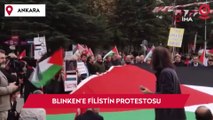 Dışişleri Bakanlığı önünde ABD’li Bakan Blinken’e Filistin protestosu