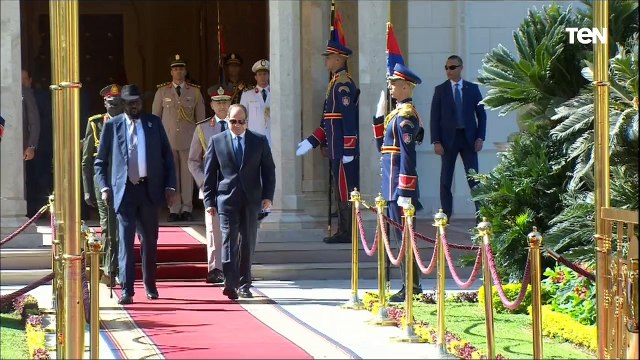 مراسم استقبال الرئيس السيسي لـ رئيس جمهورية جنوب السودان بقصر الاتحادية