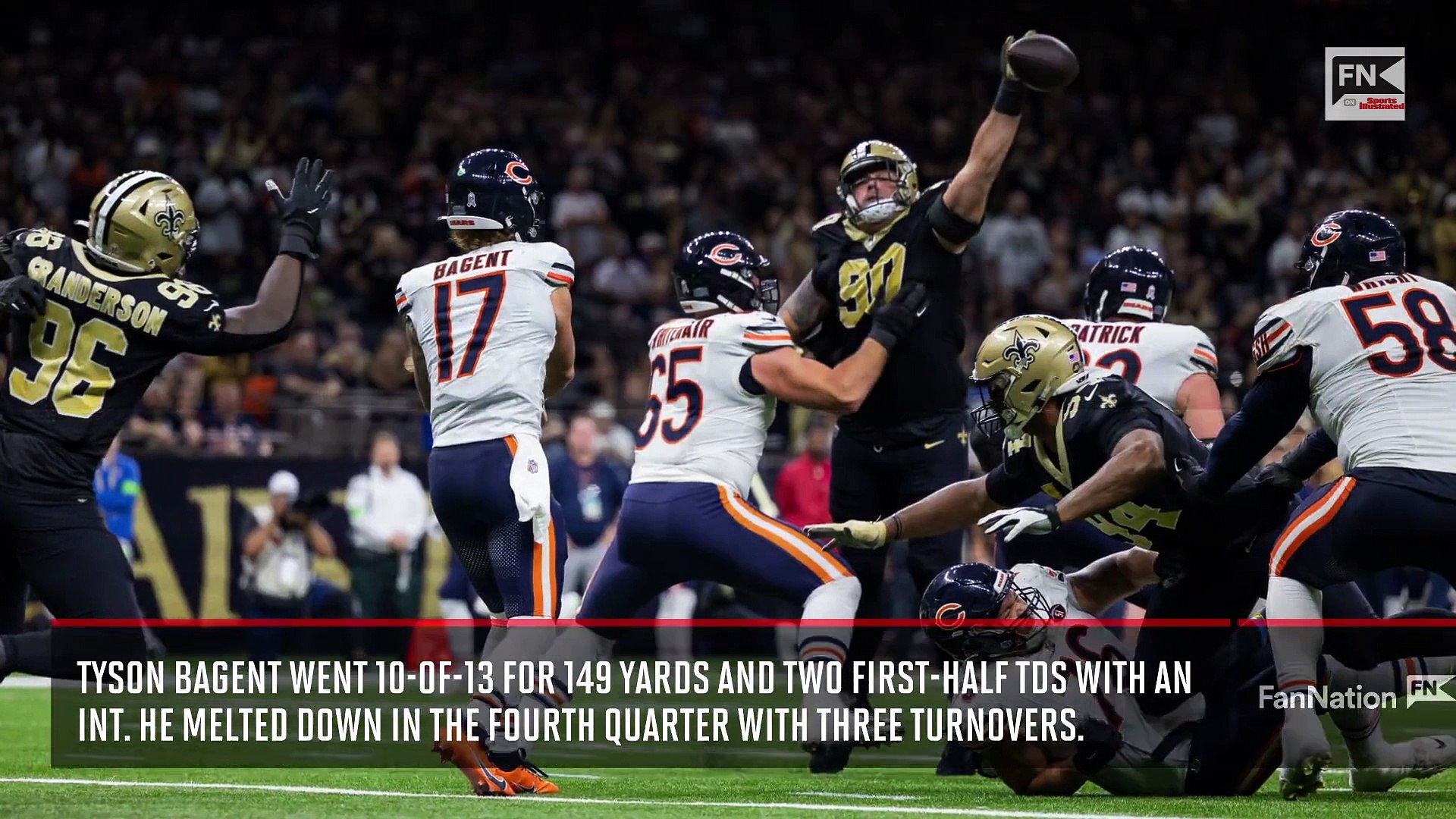Saints-Bears game score: Chicago's Tyson Bagent 4 turnovers in loss