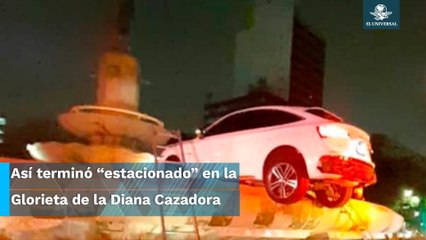 ¡Insólito! Audi se sube a la Diana Cazadora de Reforma tras chocar