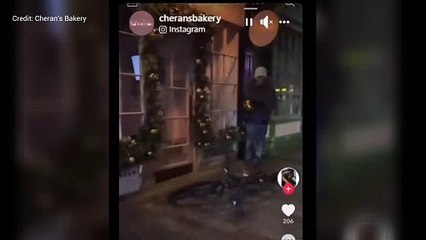 Vandals kick Christmas decorations down the street