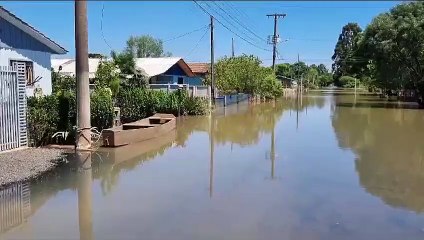 Ruas alagadas em Três Barras, Planalto Norte de SC
