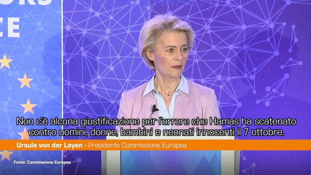 Von der Leyen Sostenere Israele e proteggere civili a Gaza