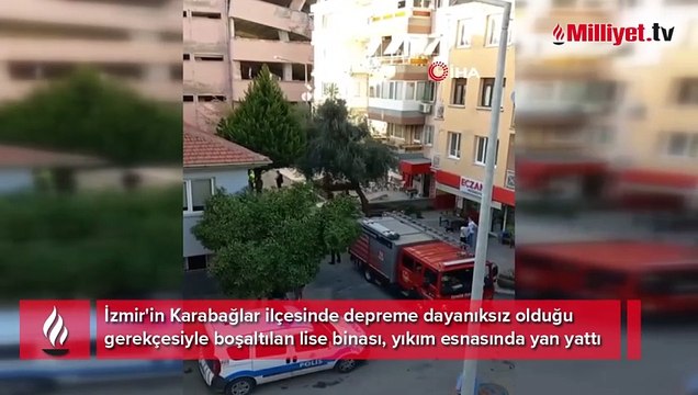 Lise binası yıkım esnasında yan yattı! Çevredeki binalar tahliye edildi