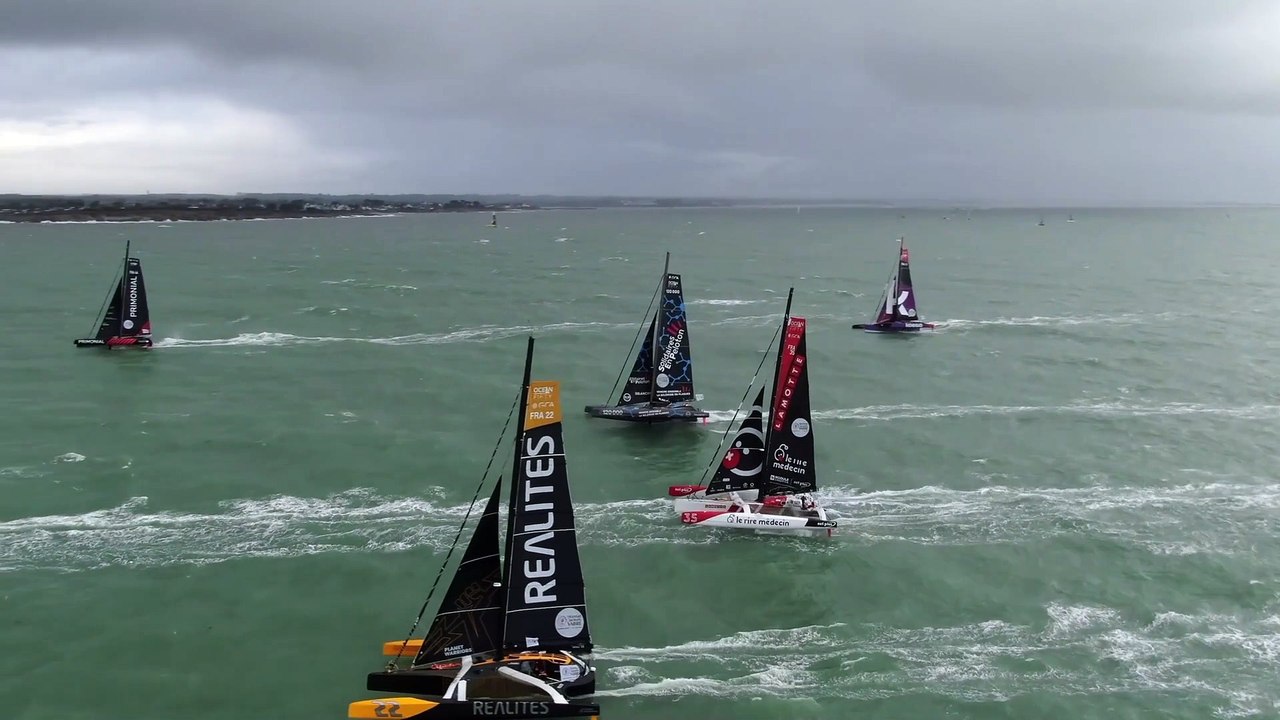 Transat Jacques Vabre Normandie Le Havre 2023 : LUNDI 06112023 - REPRISE DE COURSE - LORIENT OCEAN FIFTY - DRONE COURT