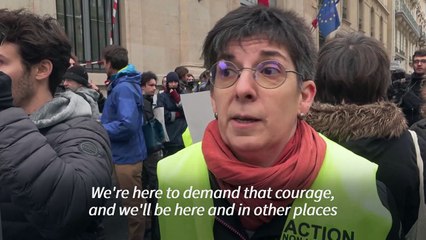 Climate activists block the entrance to the Ministry of Energy Transition in Paris