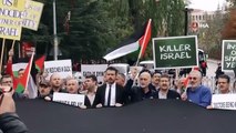 Dışişleri Bakanlığı önünde ABD'li Bakan Blinken'e Filistin protestosu