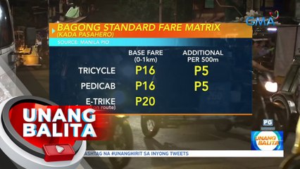 Bagong fare matrix para sa mga pedicab, tricycle, at e-trike, inilabas ng Manila LGU | UB