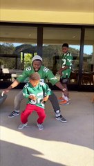 Kevin Hart and his sons do a victory dance celebrating the Eagles' win over the Dallas Cowboys