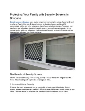 Protecting Your Family with Security Screens in Brisbane
