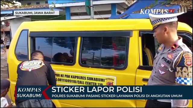 Polres Sukabumi Pasang Sticker Layanan Polisi Di Angkutan Umum