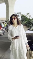 Shamita Shetty Spotted At Mumbai Airport Donning A White Indian Ethnic Look