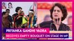 MP Assembly Elections 2023: Priyanka Gandhi Vadra Receives Empty Bouquet On Stage