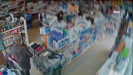 Medikal dükkanına dadanan parfüm hırsızları kamerada