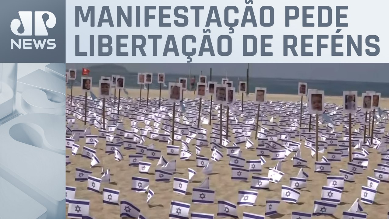 Ato em Copacabana marca 1 mês da guerra entre Israel-Hamas