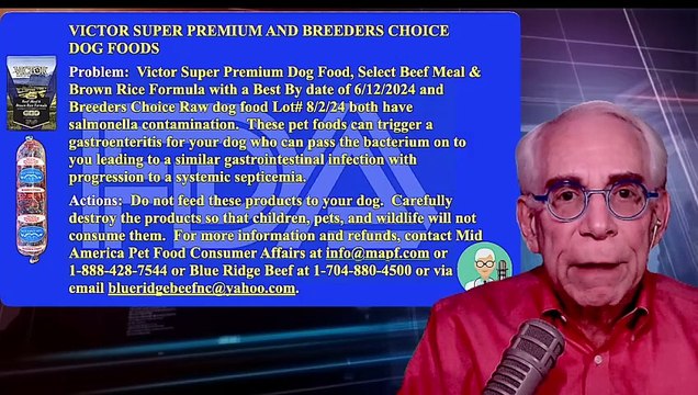 Victor Super Premium and Breeders Choice Dog Foods Have Salmonella Contamination