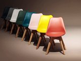 Chair "Baya", beech legs Mustard yellow patchwork Ocre