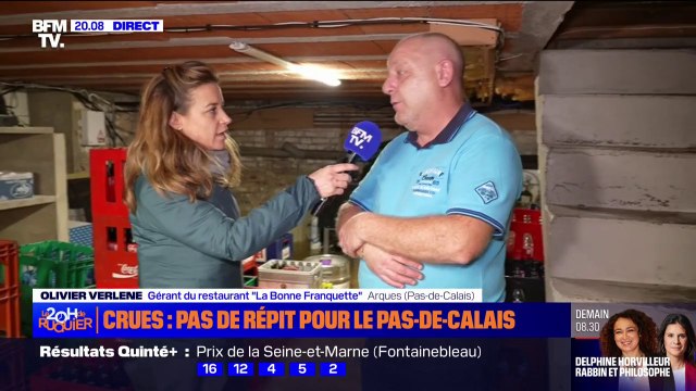 Je n'ai jamais vécu ça : Olivier, restaurateur à Arques (Pas-de-Calais), a perdu du matériel et des denrées alimentaires à cause de l'inondation de sa cave provoquée par les crues