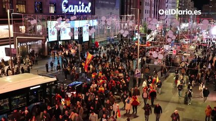 Manifestantes contra la amnistía toman la Gran Vía