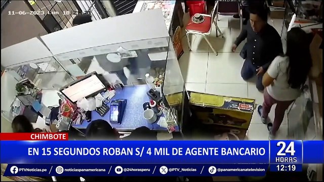 Chimbote: hampones roban S/4 mil de agente bancario en solo 15 segundos