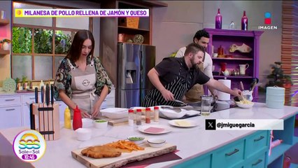 Prepara rica Milanesa de Pollo Rellena de jamón y queso