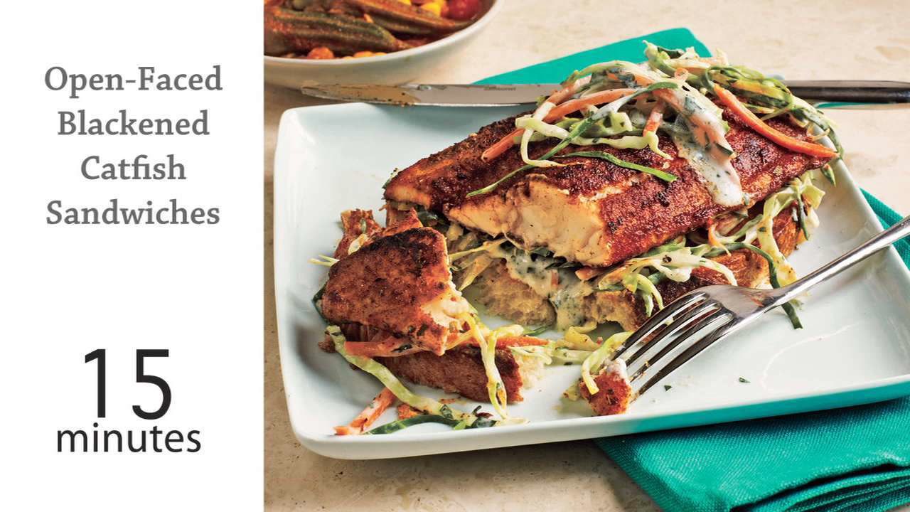 Dinner Tonight: Open-Faced Blackened Catfish Sa...