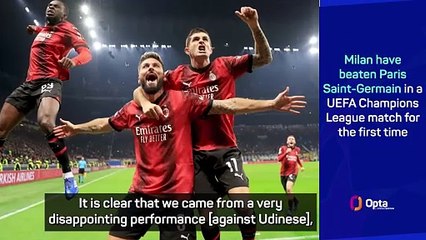 Pioli delighted by Milan response in victory over PSG