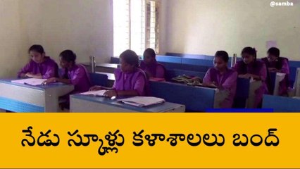 నేడు పాఠశాలలు, కళాశాలలు బంద్