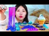 ASMR MUKBANG | Galaxy Desserts(Star Cookie, Jelly Noodles, Planet Chocolate, Push-pop, Muffin)