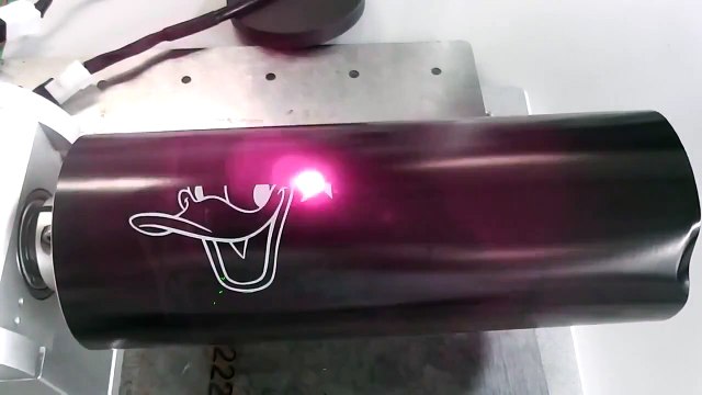 RHNB-Rotary marking Donald Duck on water bottle glass with fiber laser marking machine