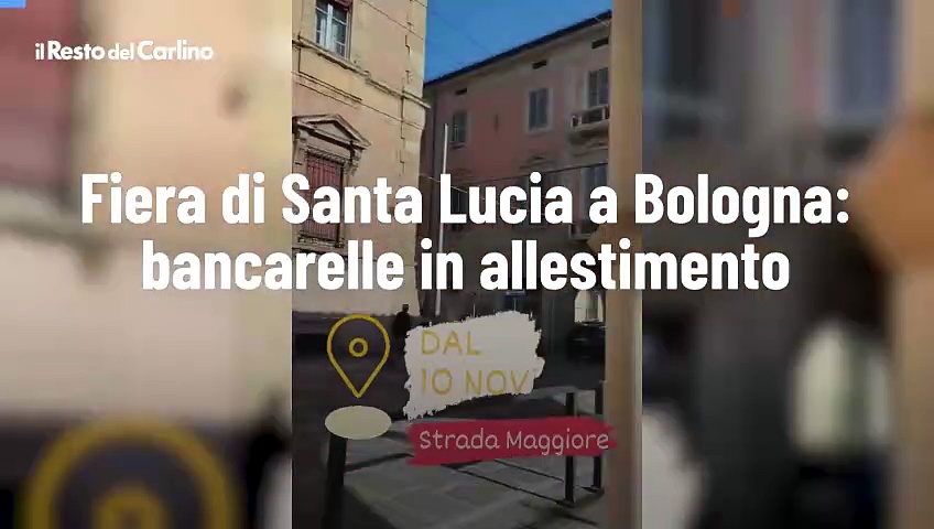 Video Fiera di Santa Lucia a Bologna: bancarelle in allestimento