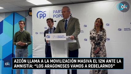 Azcón llama a la movilización masiva el 12N ante la amnistía: “Los aragoneses vamos a rebelarnos”